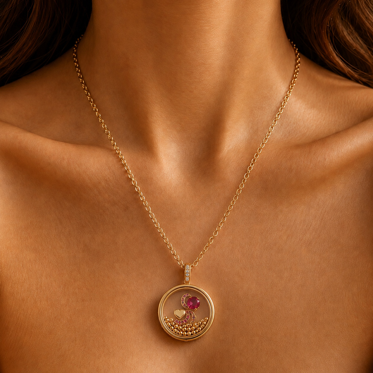 18k Gold-Plated circular Locket Necklace